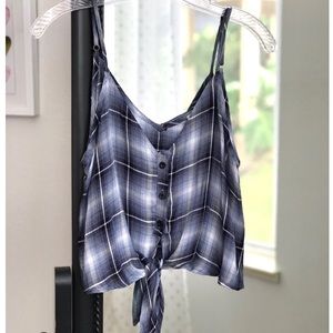 Last 1 | Papermoon Plaid Front Tie Tank